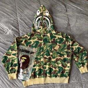 Bape Green Camo Zip-Up Sweater
